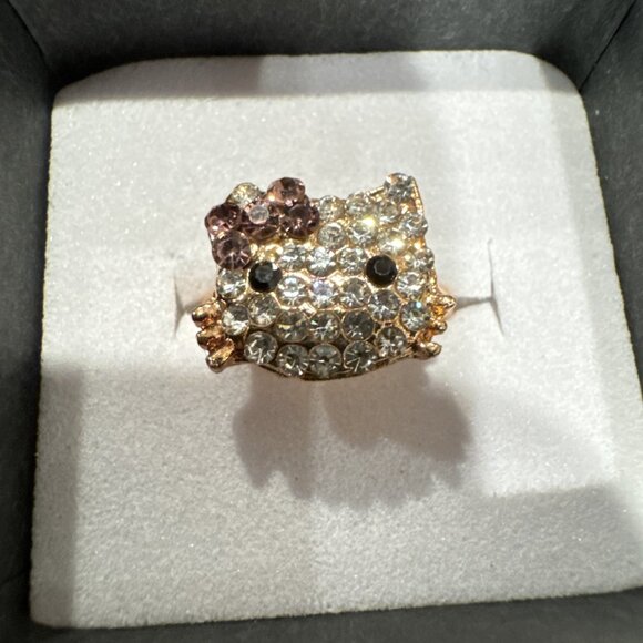 Adorable Hello Kitty Cat Kitten Silvertone Costume Adjustable Ring NEW w Box A3 - Picture 3 of 6